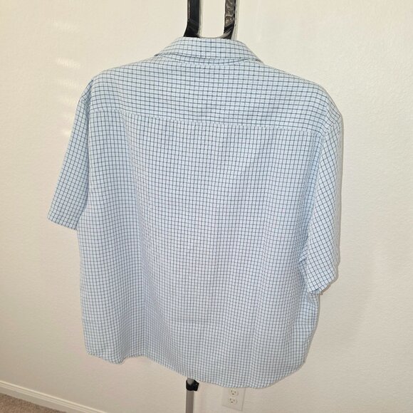 TONY HAWK MENS XXL 65% MODAL 35% POLYESTER BLUE WHITE PLAID SHORT SLEEVE SHIRT - Picture 4 of 9